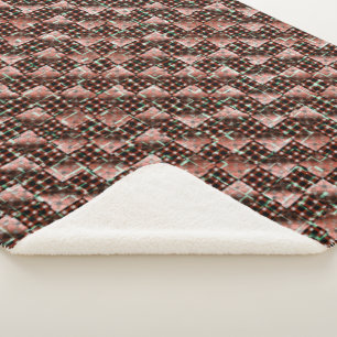 Red chequered squares subjected to weird mosaic sherpa blanket