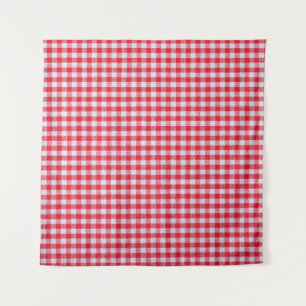 Red Chequered Tablecloth Close-Up. Tapestry