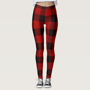 Red Chequered Women's Leggings