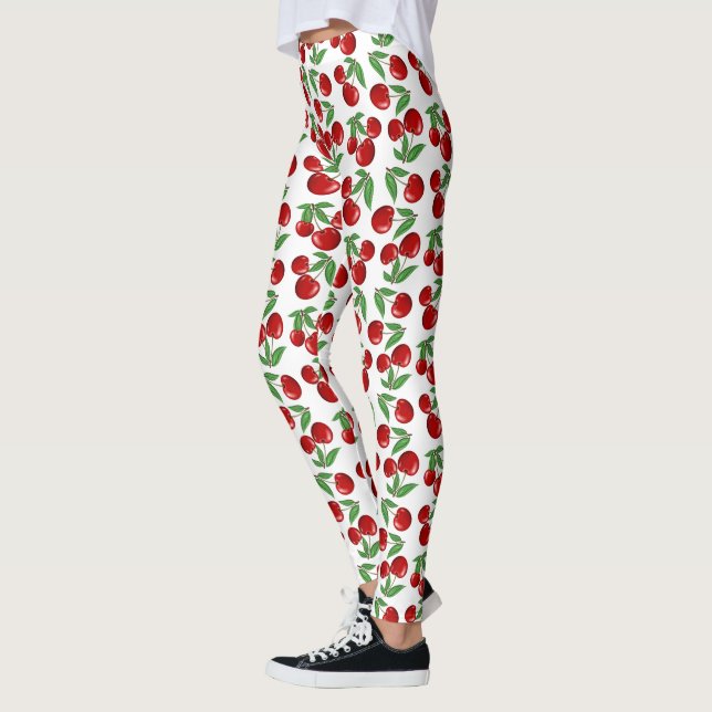 Red Cherries All Over Pattern Leggings (Left)