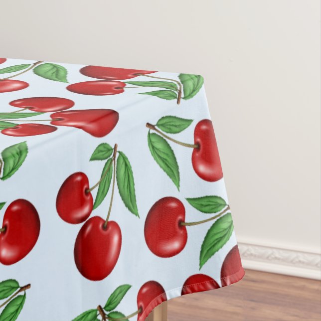 Red Cherries All Over Pattern Tablecloth (In Situ)