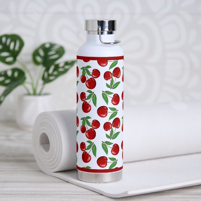Red Cherries All Over Pattern Water Bottle (Yoga)