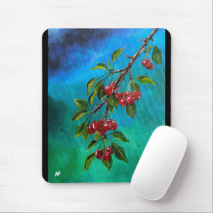 Red Cherries at Summer Dawn Painting by Alfred Fox Mouse Pad