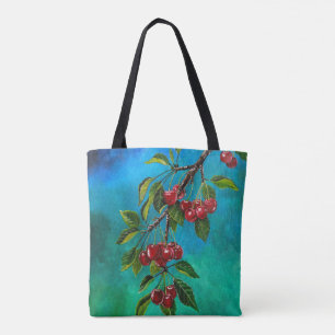 Red Cherries at Summer Dawn Painting by Alfred Fox Tote Bag