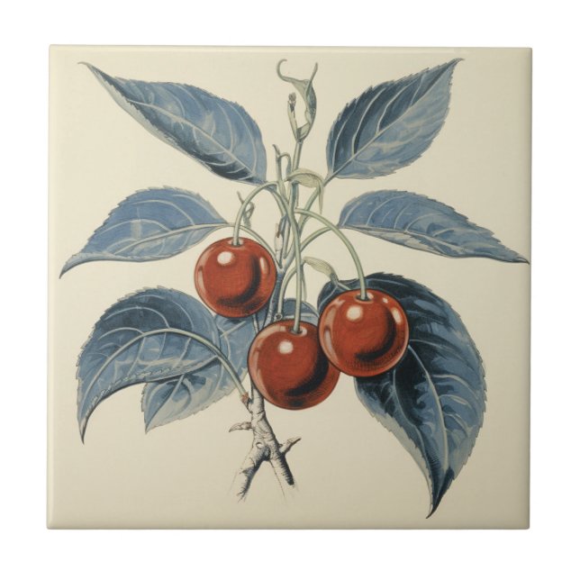 Red Cherries Ceramic Tile (Front)