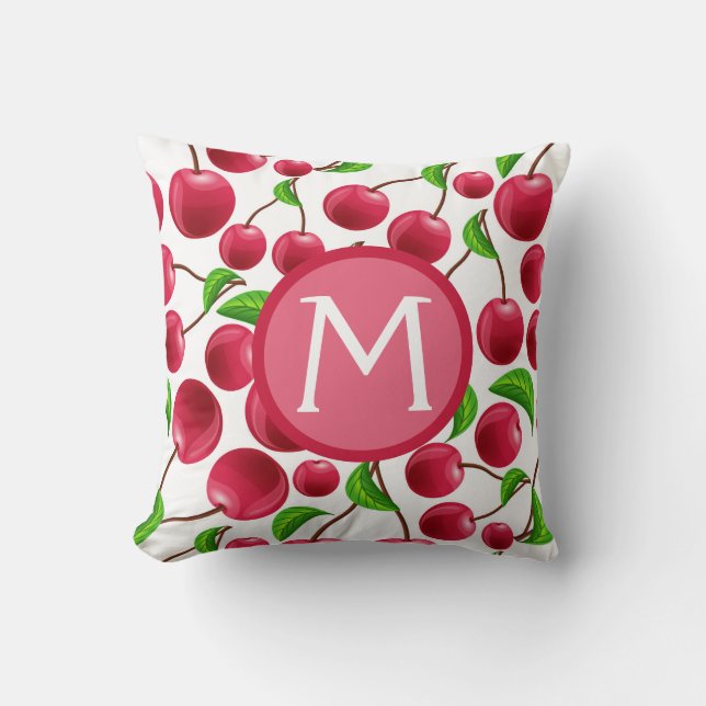 Red Cherries Cherry Print Throw Pillow (Front)