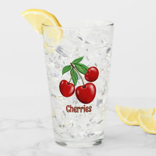 Red Cherries Cluster Design Personalised Glass