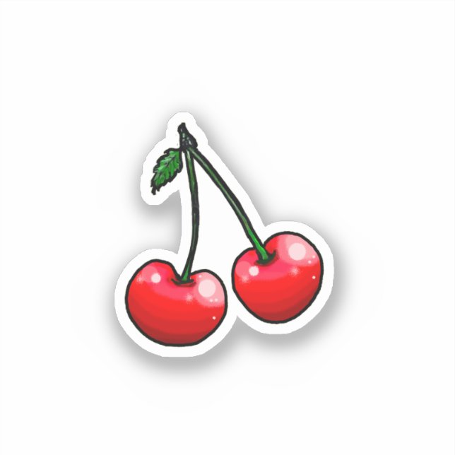 Red Cherries Custom-Cut Vinyl Sticker (Front)