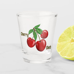 Red Cherries Design Personalised Shot Glass