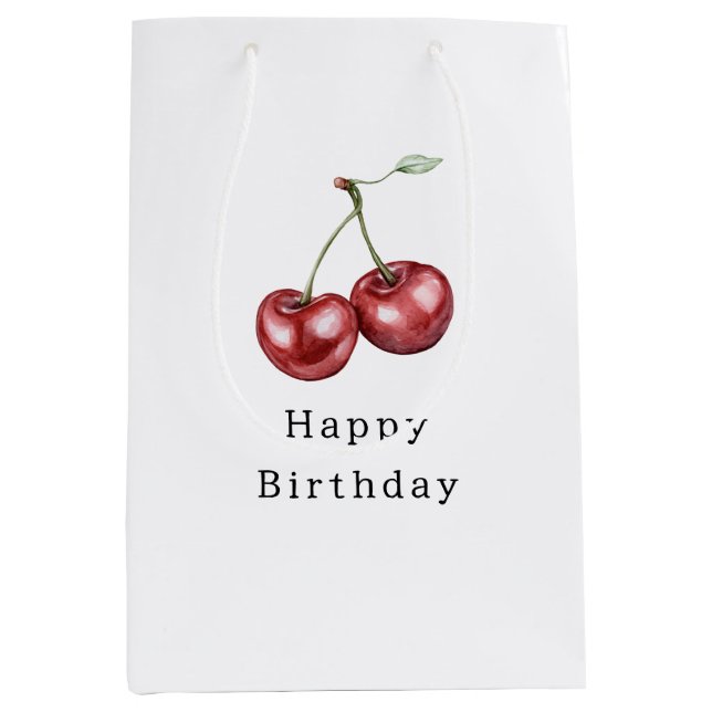 Red Cherries Fruit Birthday Medium Gift Bag (Front)