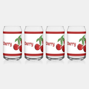 Red Cherries Fruit Personalised Can Glass
