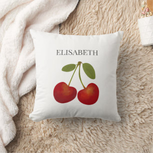 Red Cherries Fruit Personalised Name Cushion