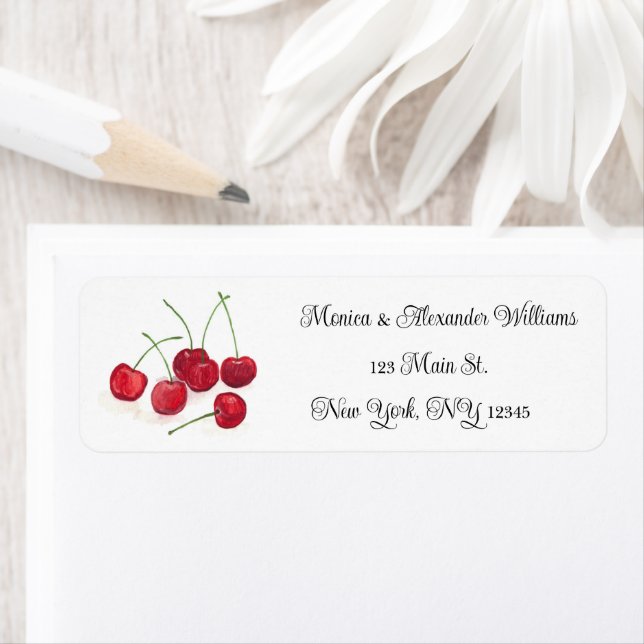 Red Cherries Fruits Return Address Wedding  Label (Insitu)