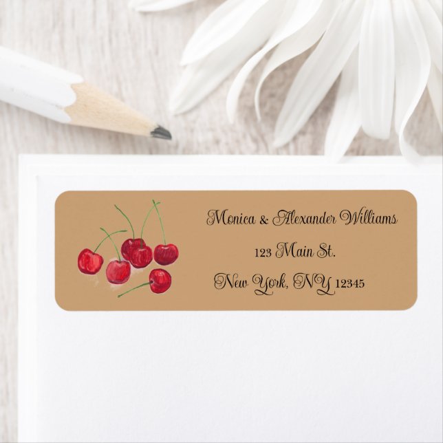 Red Cherries Fruits Return Address Wedding  Return Address Label (Insitu)
