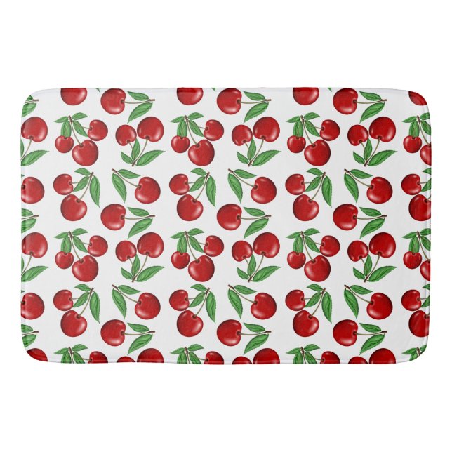 Red Cherries Graphic All Over Pattern Bath Mat (Front)