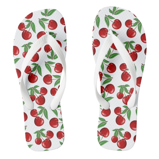 Red Cherries Graphic All Over Pattern Thongs (Footbed)