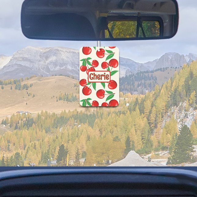 Red Cherries Graphic Pattern Personalised Car Air Freshener (Red Cherries Pattern Personalized Car or Home Air Freshener)