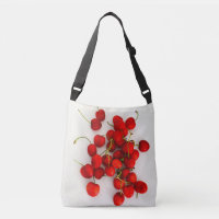 Red Cherries in Natural Light Lay on White