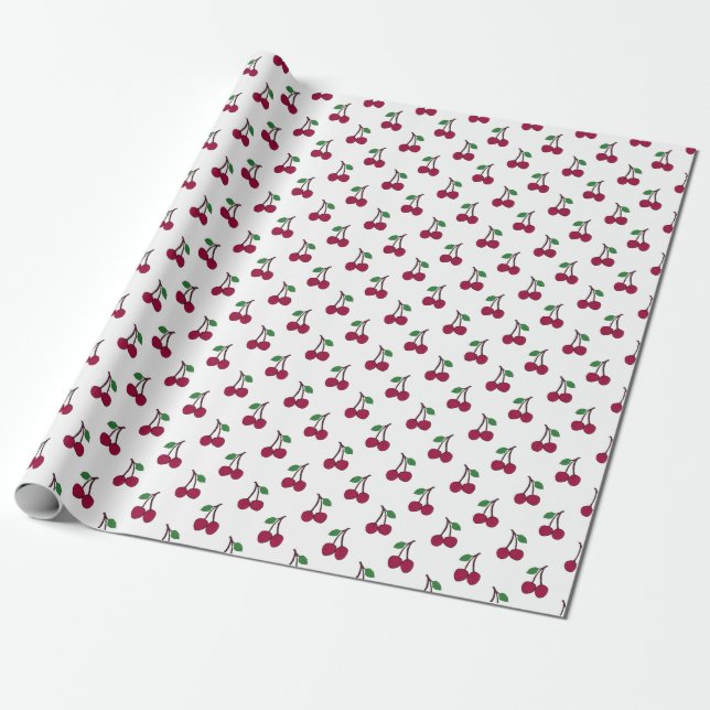 Red Cherries Morden Pattern Wrapping Paper (Unrolled)