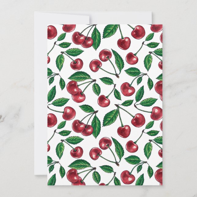 Red cherries on white (Front)