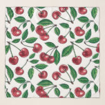 Red cherries on white scarf<br><div class="desc">Hand painted cherry fruit, watercolor and ink pattern</div>