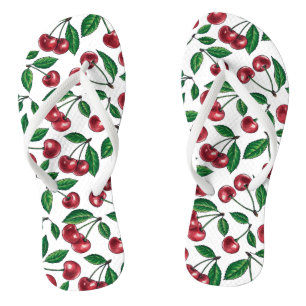 Red cherries on white thongs
