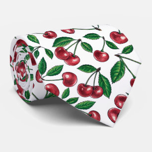 Red cherries on white tie