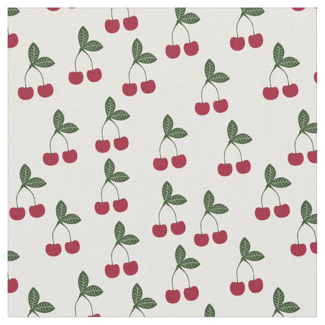 Red Cherries Pattern Fabric (Close Up)