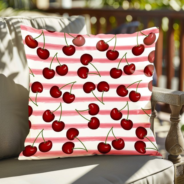 Red Cherries Pattern Summer  Cushion (Creator Uploaded)