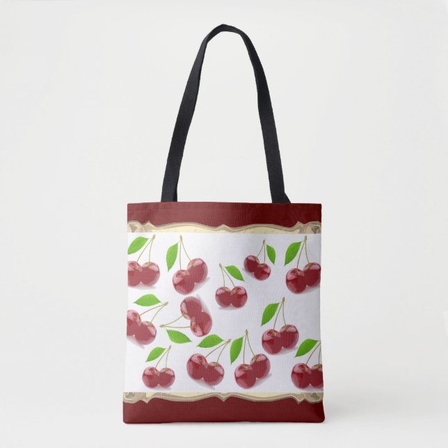 Red Cherries Pattern Tote Bag (Front)