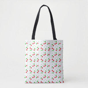 Red cherries pattern tote bag