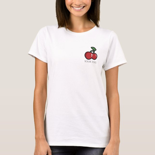 Red Cherries Personalised Custom Text T-Shirt (Front)