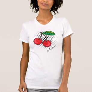 Red Cherries Retro Popart Halftone Fruit T-Shirt