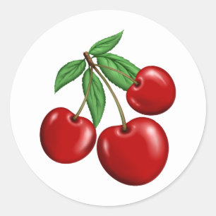 Red Cherries Retro Style Fruit Design Classic Round Sticker