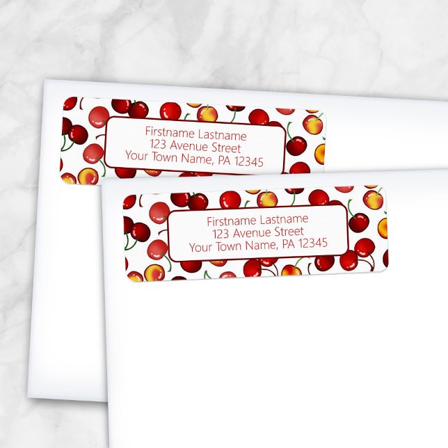 Red Cherries Return Address Return Address Label (Red Cherries Return Address Labels from Artistically Invited, as shown on envelopes.)