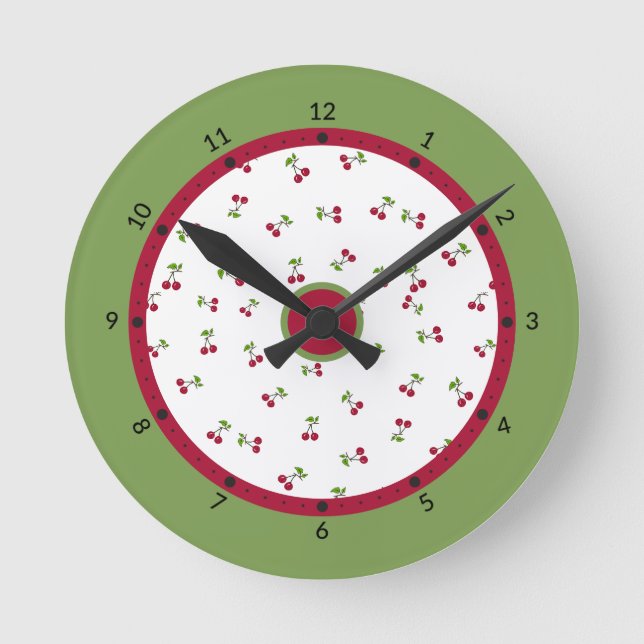 Red cherries  round clock (Front)