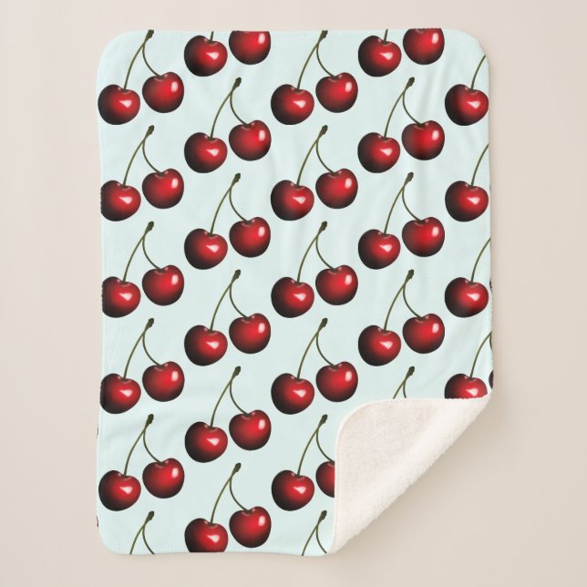 Red Cherries Sherpa Blanket (Front)