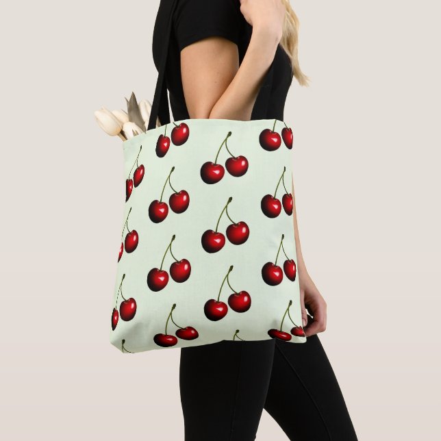Red Cherries Tote Bag - Your Colours (Close Up)