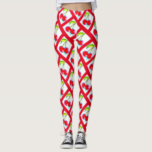 Red cherries white Thunder_Cove Leggings