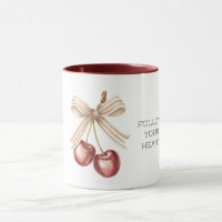Red Cherries with Cream White Stripes Bow