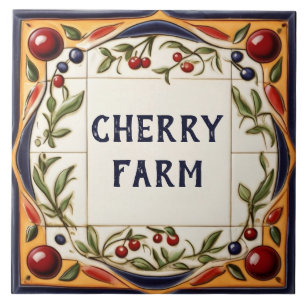 Red Cherry Art Custom House Name Plate Plaque Sign Ceramic Tile