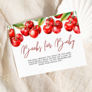 Red Cherry Baby Shower Books For Baby Enclosure Card