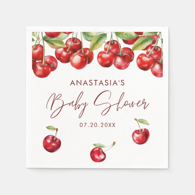 Red Cherry Baby Shower  Napkin (Front)