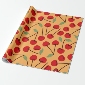 red cherry berries wrapping paper