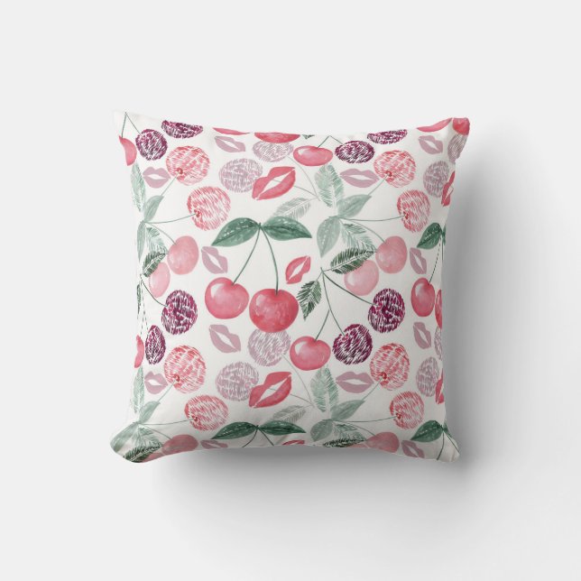 Red cherry berry fruit stylish cushion (Front)