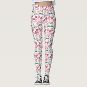 Red cherry berry fruit stylish leggings