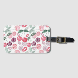 Red cherry berry fruit stylish luggage tag