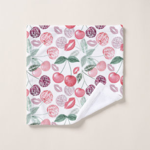Red cherry berry fruit stylish wash cloth