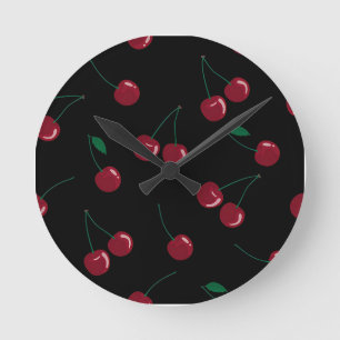 Red Cherry Black Clock