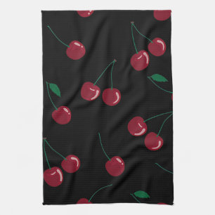 Red Cherry Black Kitchen Towels